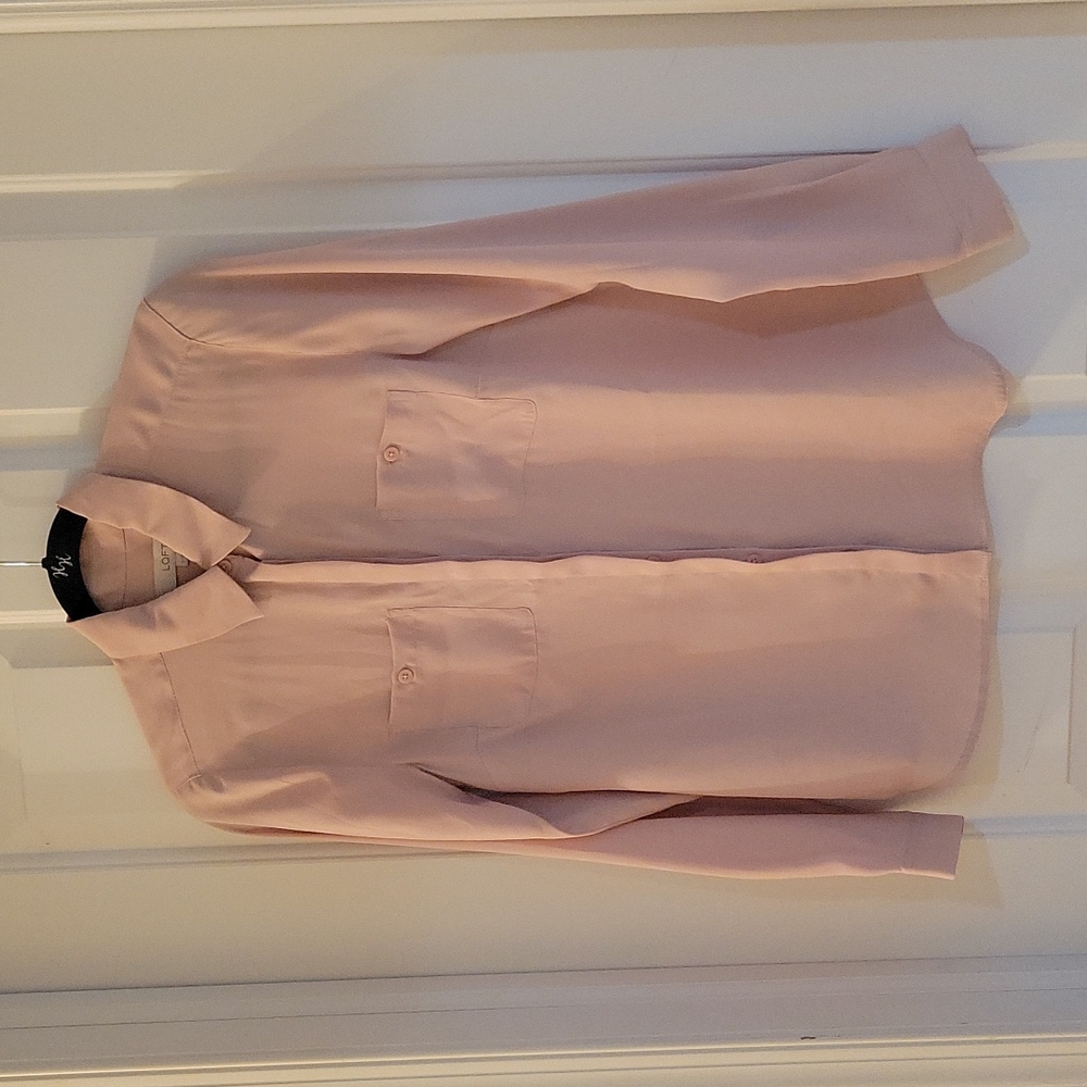 Loft pink polyester blouse small